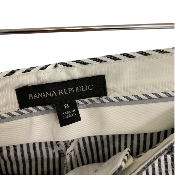 NWOT BANANA REPUBLIC Logan Pants Stripe Linen Blend Color Gray/White Work Size 8 - Picture 7 of 10